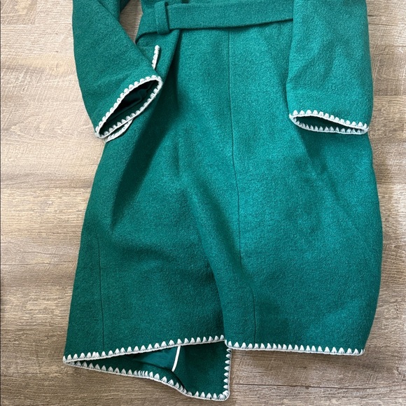 NWT Boden Blanket Stitch Wrap Coat In Alpine Green Size Medium - Picture 8 of 8